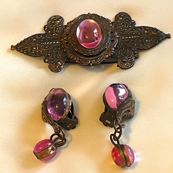 Danny Pollak vintage brooch and clip earrings - Picture 1 of 3